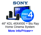 Sony KDL-46X4500 46" LED TV + Blu Ray home System
